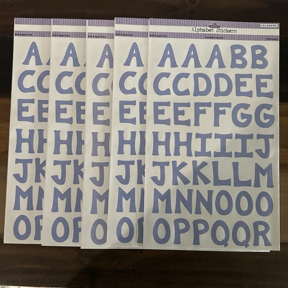 Colorbok Lavender Alphabet Stickers 5 Sheets 142 Count Casual Letters
